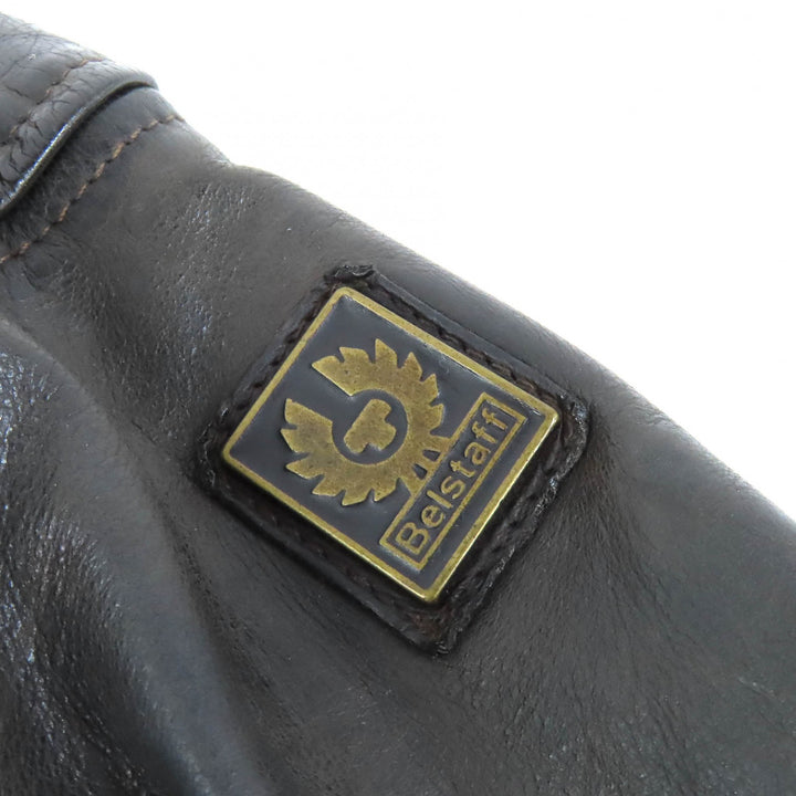 Discounted Very Good BELSTAFF coat motorcycle coat Leather with logo belt Dark brown M