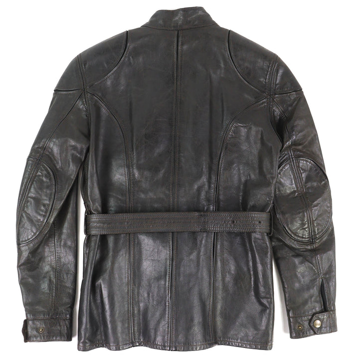 Discounted Very Good BELSTAFF coat motorcycle coat Leather with logo belt Dark brown M