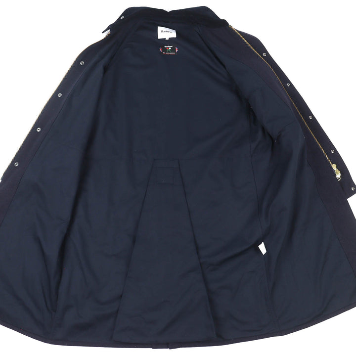 Excellent Barbour coat Corduroy collar, 100% wool, long Navy wool 38 2102025