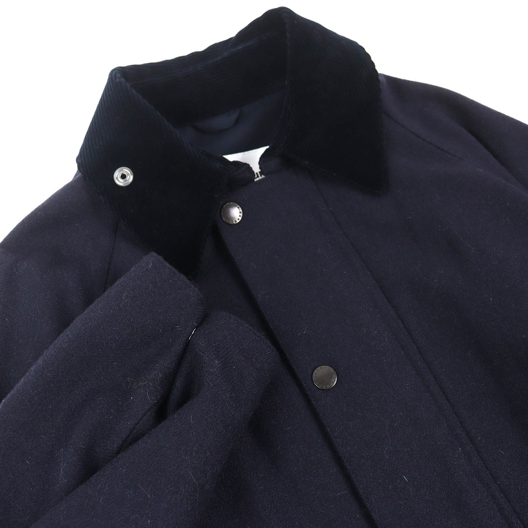 Excellent Barbour coat Corduroy collar, 100% wool, long Navy wool 38 2102025