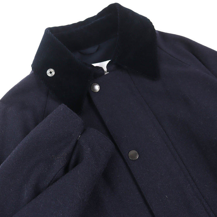 Excellent Barbour coat Corduroy collar, 100% wool, long Navy wool 38 2102025