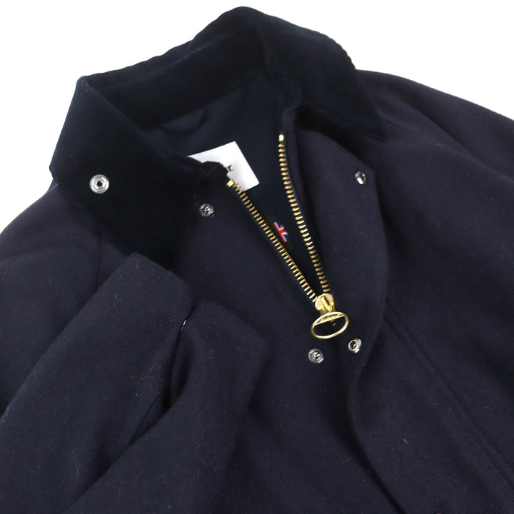 Excellent Barbour coat Corduroy collar, 100% wool, long Navy wool 38 2102025
