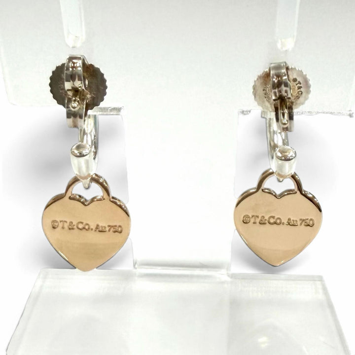 Excellent TIFFANY&Co. Pierce Hoop earring Combo Heart Tag Silver 925 Women