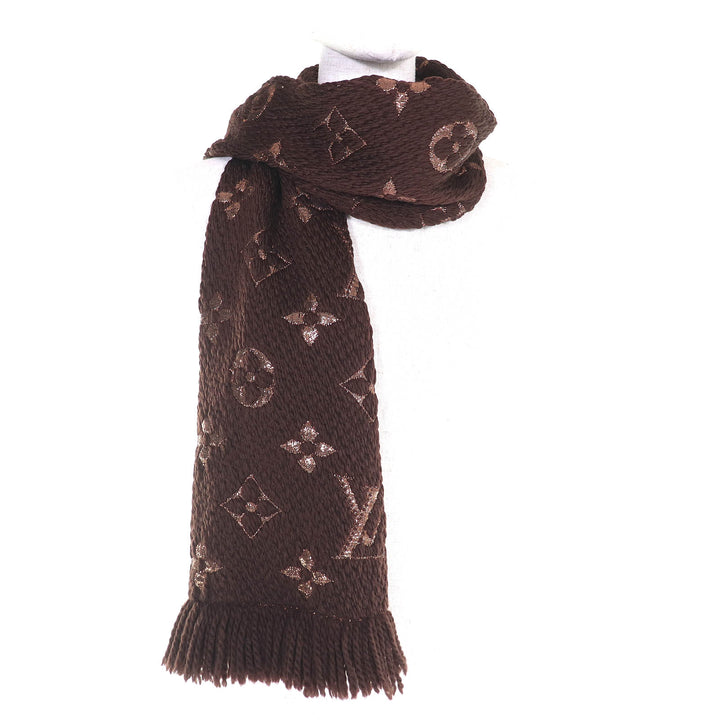 Great LOUIS VUITTON Scarf Escalp Logo Mania Shine Brown wool Women M71383