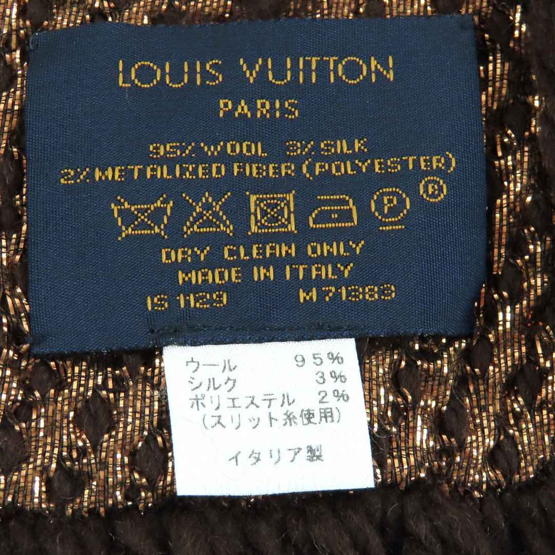 Great LOUIS VUITTON Scarf Escalp Logo Mania Shine Brown wool Women M71383