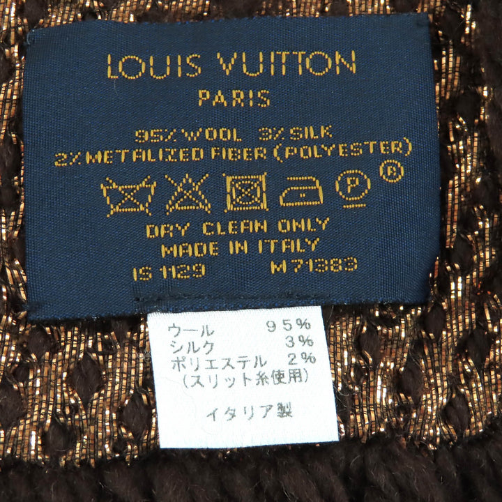 Great LOUIS VUITTON Scarf Escalp Logo Mania Shine Brown wool Women M71383
