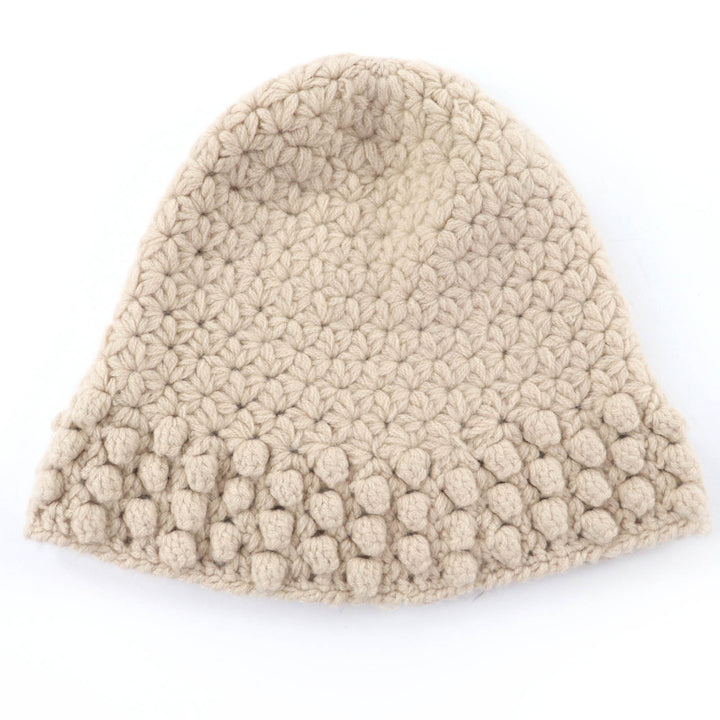 Great CHANEL Knit cap COCO Mark beige cashmere Women 2 05A P27437V20009