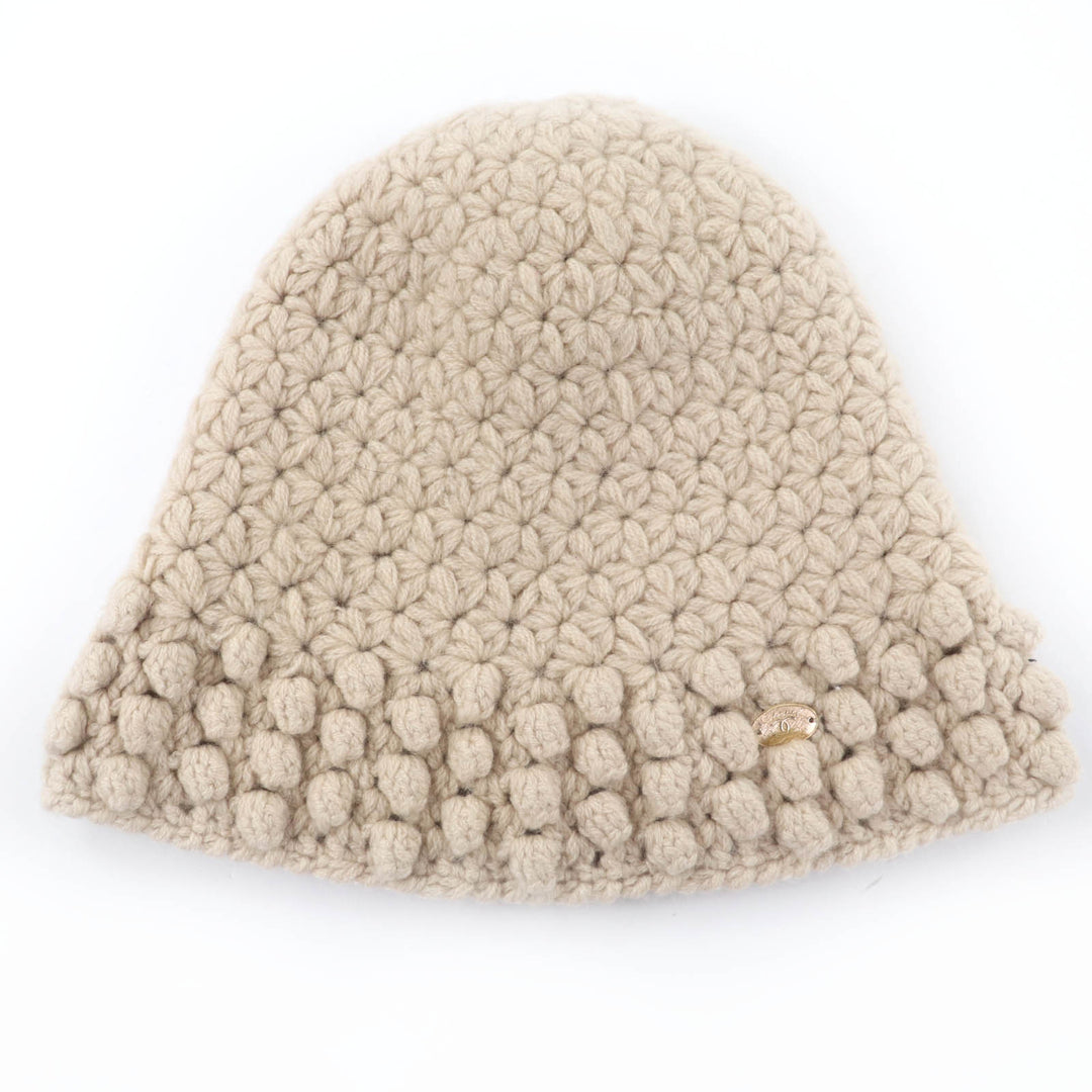 Great CHANEL Knit cap COCO Mark beige cashmere Women 2 05A P27437V20009