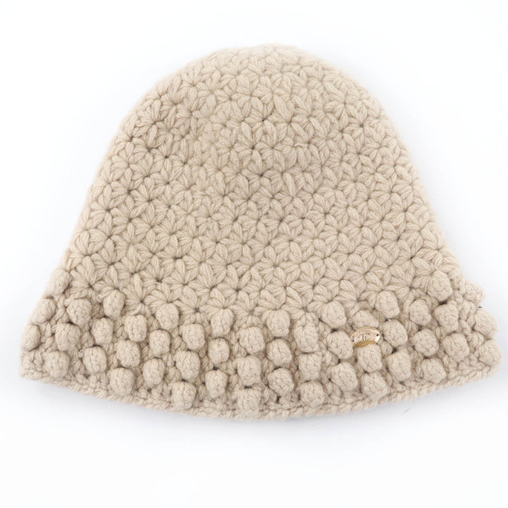 Great CHANEL Knit cap COCO Mark beige cashmere Women 2 05A P27437V20009
