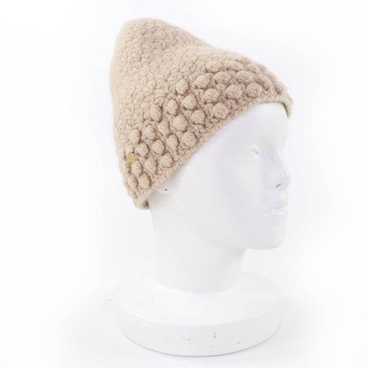 Great CHANEL Knit cap COCO Mark beige cashmere Women 2 05A P27437V20009
