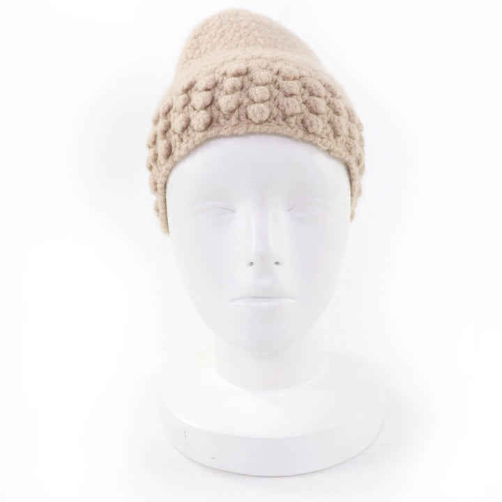 Great CHANEL Knit cap COCO Mark beige cashmere Women 2 05A P27437V20009