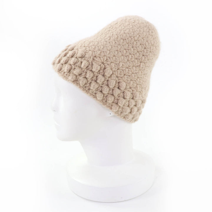 Great CHANEL Knit cap COCO Mark beige cashmere Women 2 05A P27437V20009