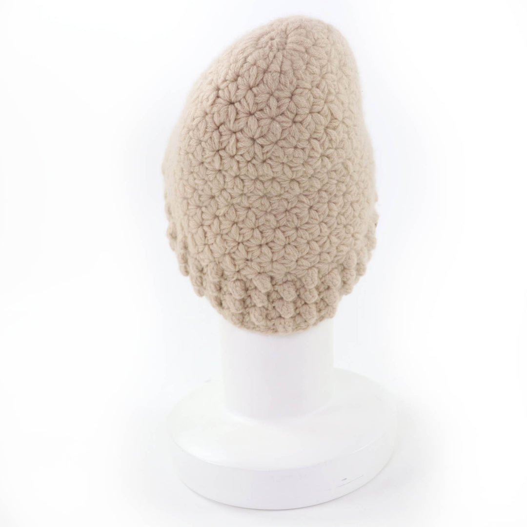 Great CHANEL Knit cap COCO Mark beige cashmere Women 2 05A P27437V20009