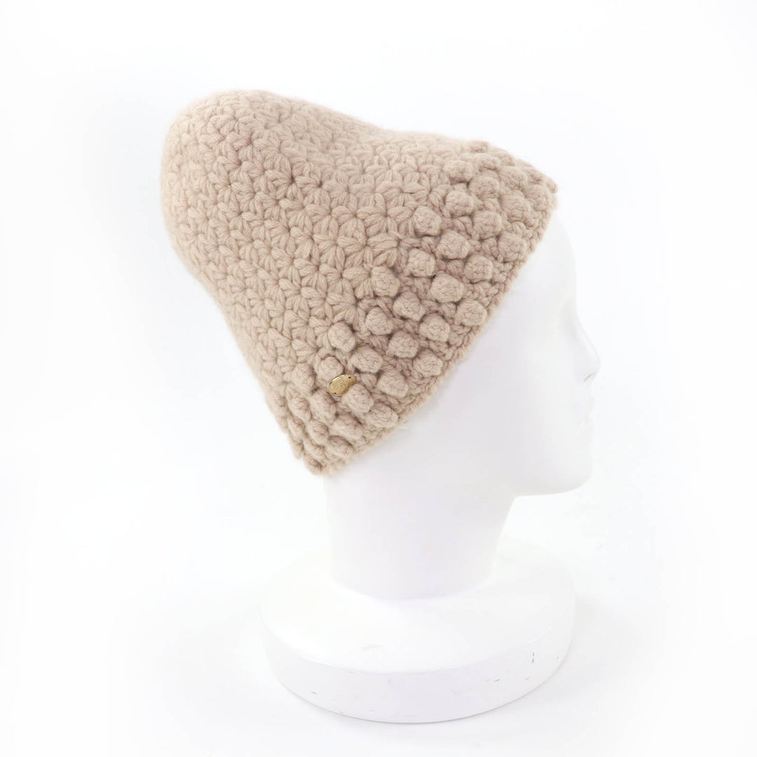 Great CHANEL Knit cap COCO Mark beige cashmere Women 2 05A P27437V20009