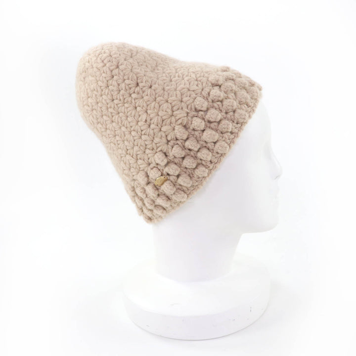 Great CHANEL Knit cap COCO Mark beige cashmere Women 2 05A P27437V20009