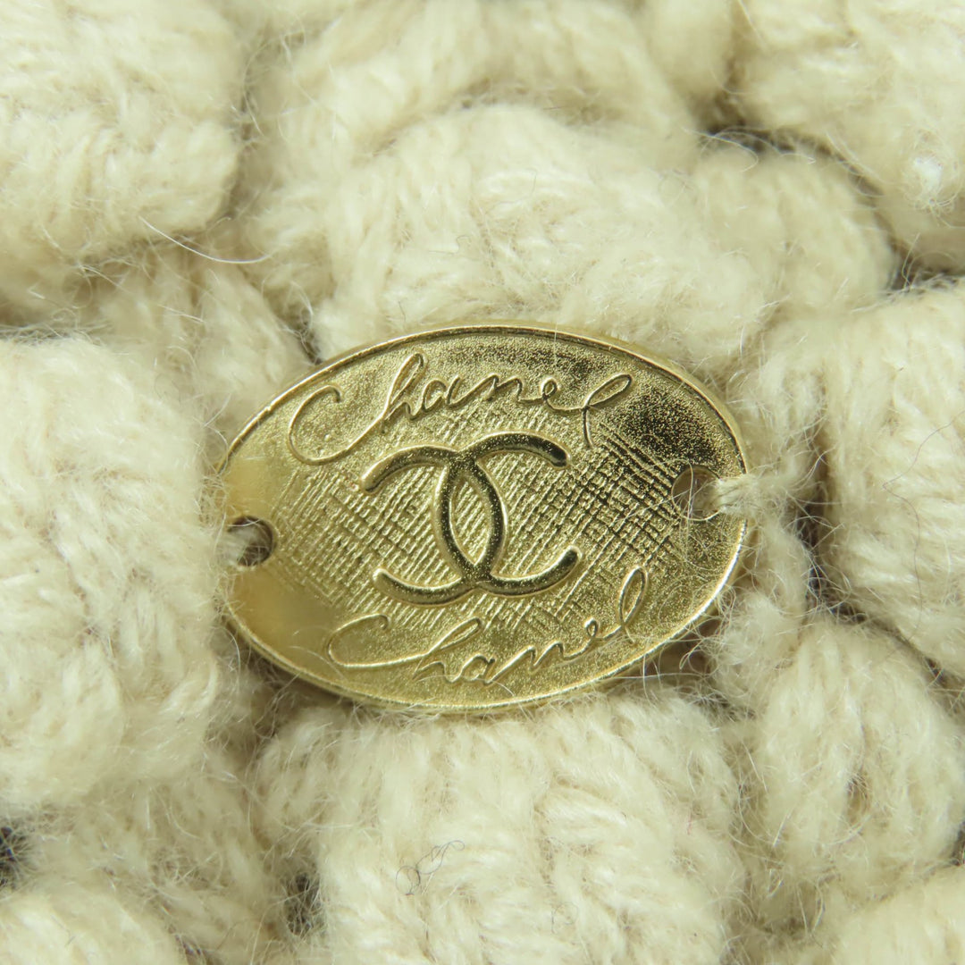 Great CHANEL Knit cap COCO Mark beige cashmere Women 2 05A P27437V20009