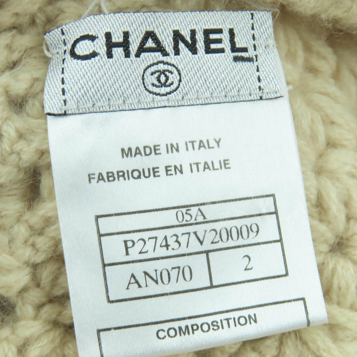 Great CHANEL Knit cap COCO Mark beige cashmere Women 2 05A P27437V20009