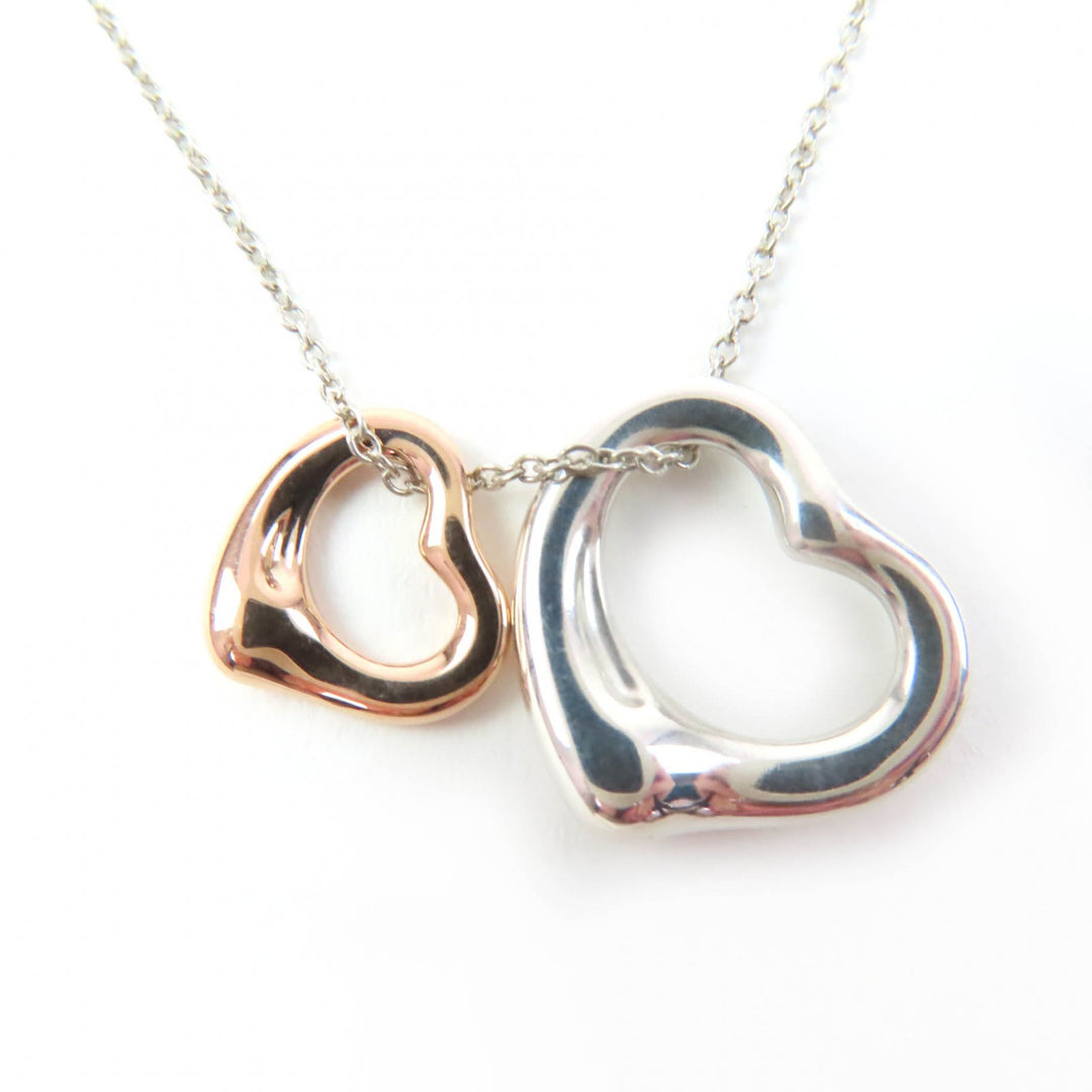 Excellent TIFFANY&Co. Necklace Open Heart Pendant combination Silver AG925 Women