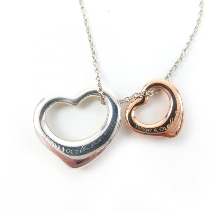 Excellent TIFFANY&Co. Necklace Open Heart Pendant combination Silver AG925 Women