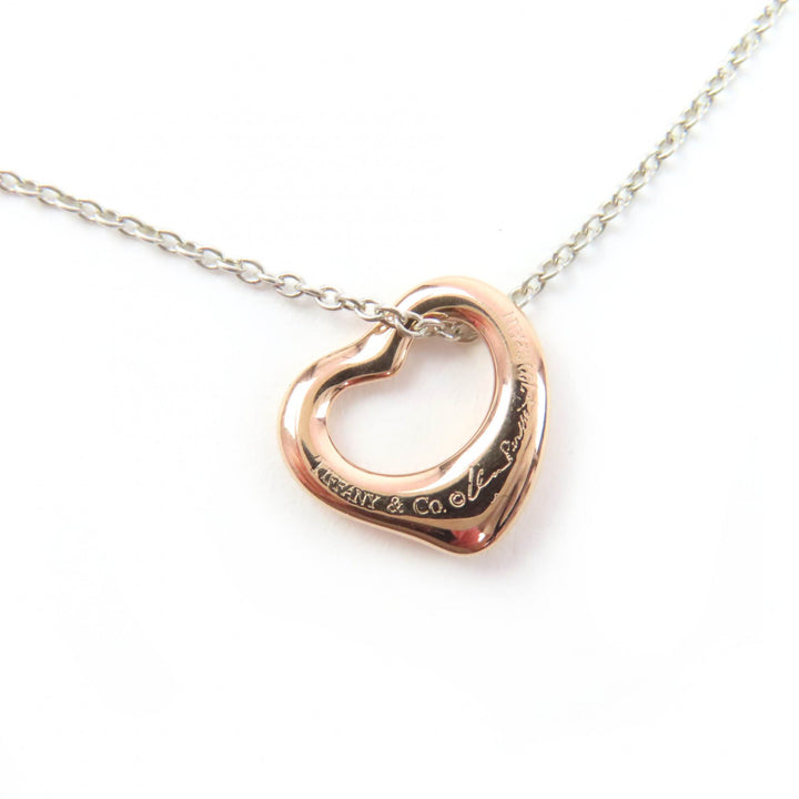 Excellent TIFFANY&Co. Necklace Open Heart Pendant combination Silver AG925 Women