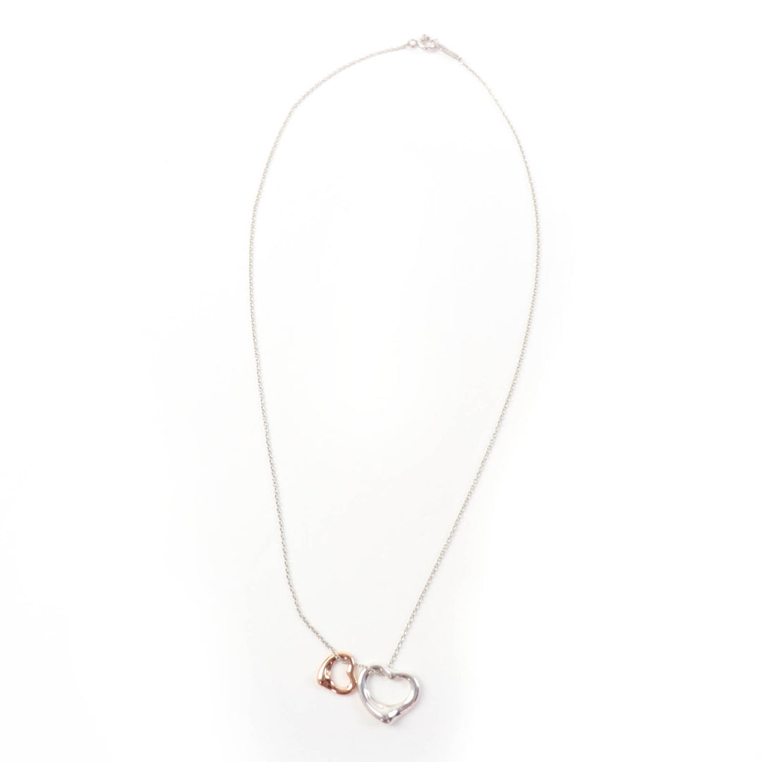 Excellent TIFFANY&Co. Necklace Open Heart Pendant combination Silver AG925 Women