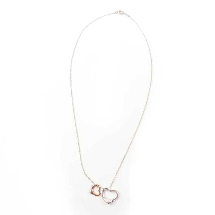 Excellent TIFFANY&Co. Necklace Open Heart Pendant combination Silver AG925 Women