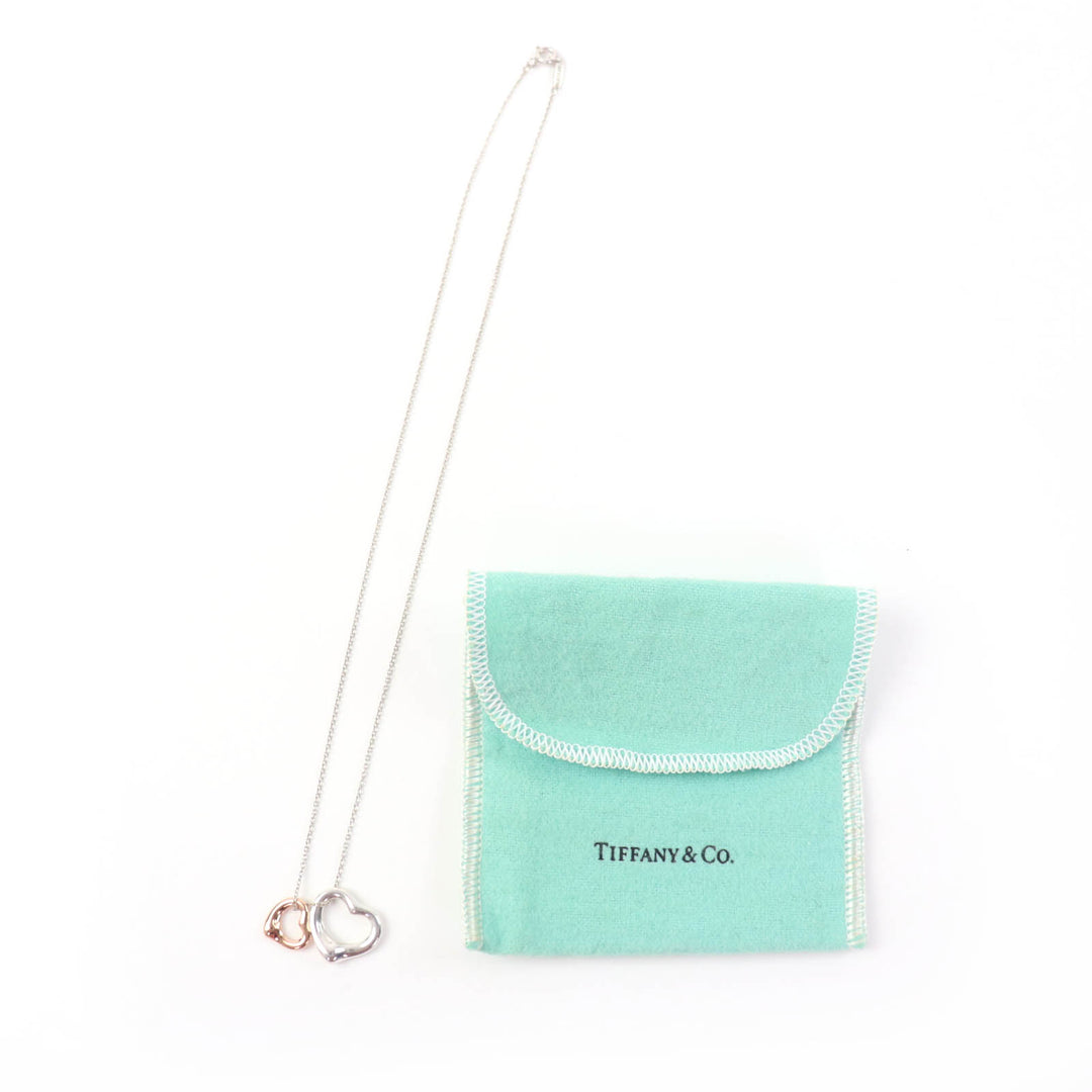 Excellent TIFFANY&Co. Necklace Open Heart Pendant combination Silver AG925 Women