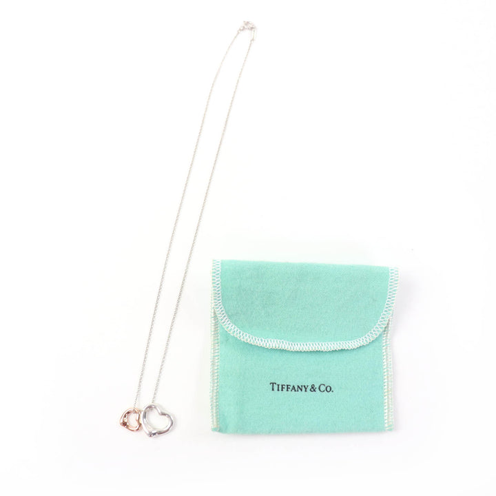 Excellent TIFFANY&Co. Necklace Open Heart Pendant combination Silver AG925 Women