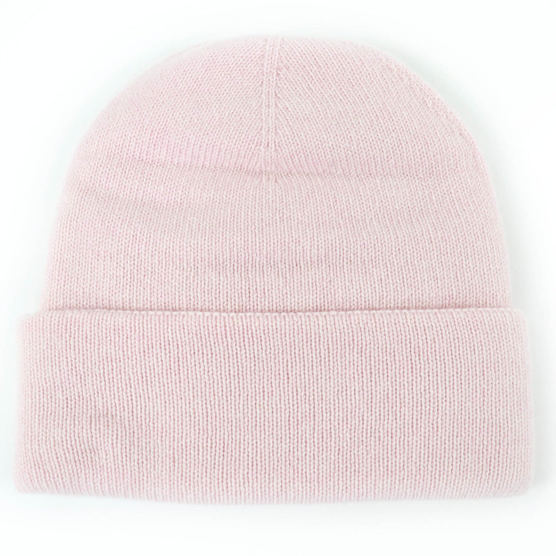 Pristine CHANEL Knit cap COCO Mark Heart Rhinestone pink cashmere Women
