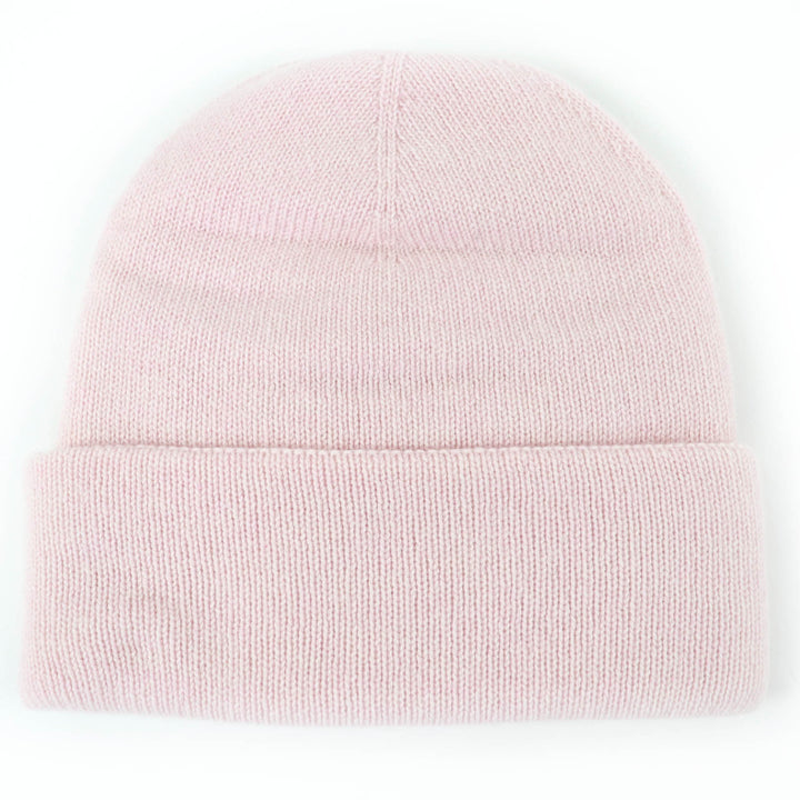 Pristine CHANEL Knit cap COCO Mark Heart Rhinestone pink cashmere Women