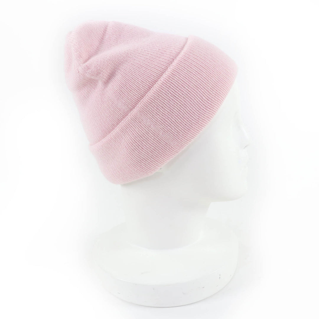 Pristine CHANEL Knit cap COCO Mark Heart Rhinestone pink cashmere Women