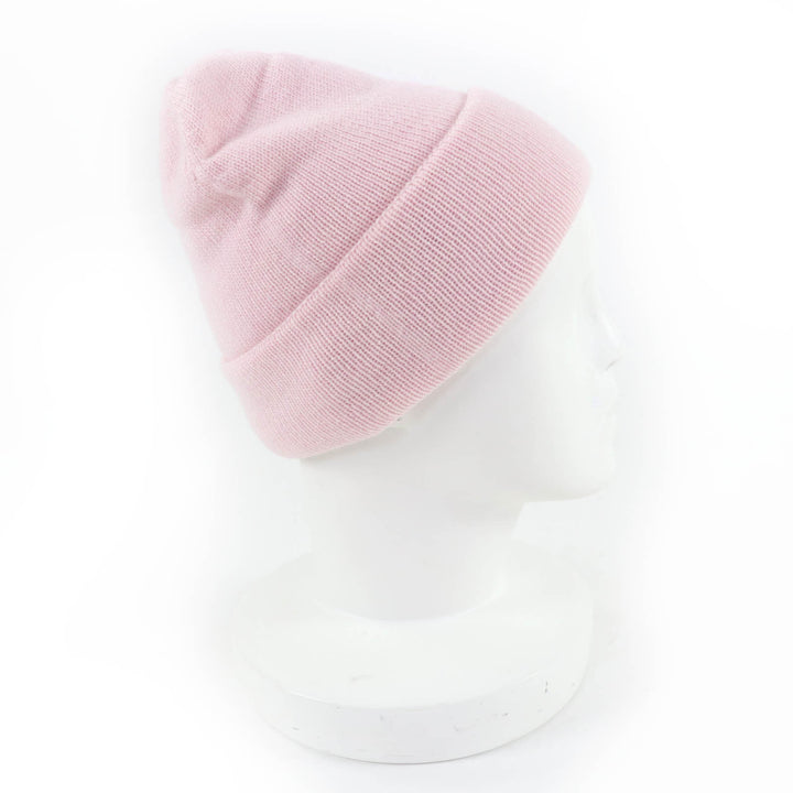Pristine CHANEL Knit cap COCO Mark Heart Rhinestone pink cashmere Women