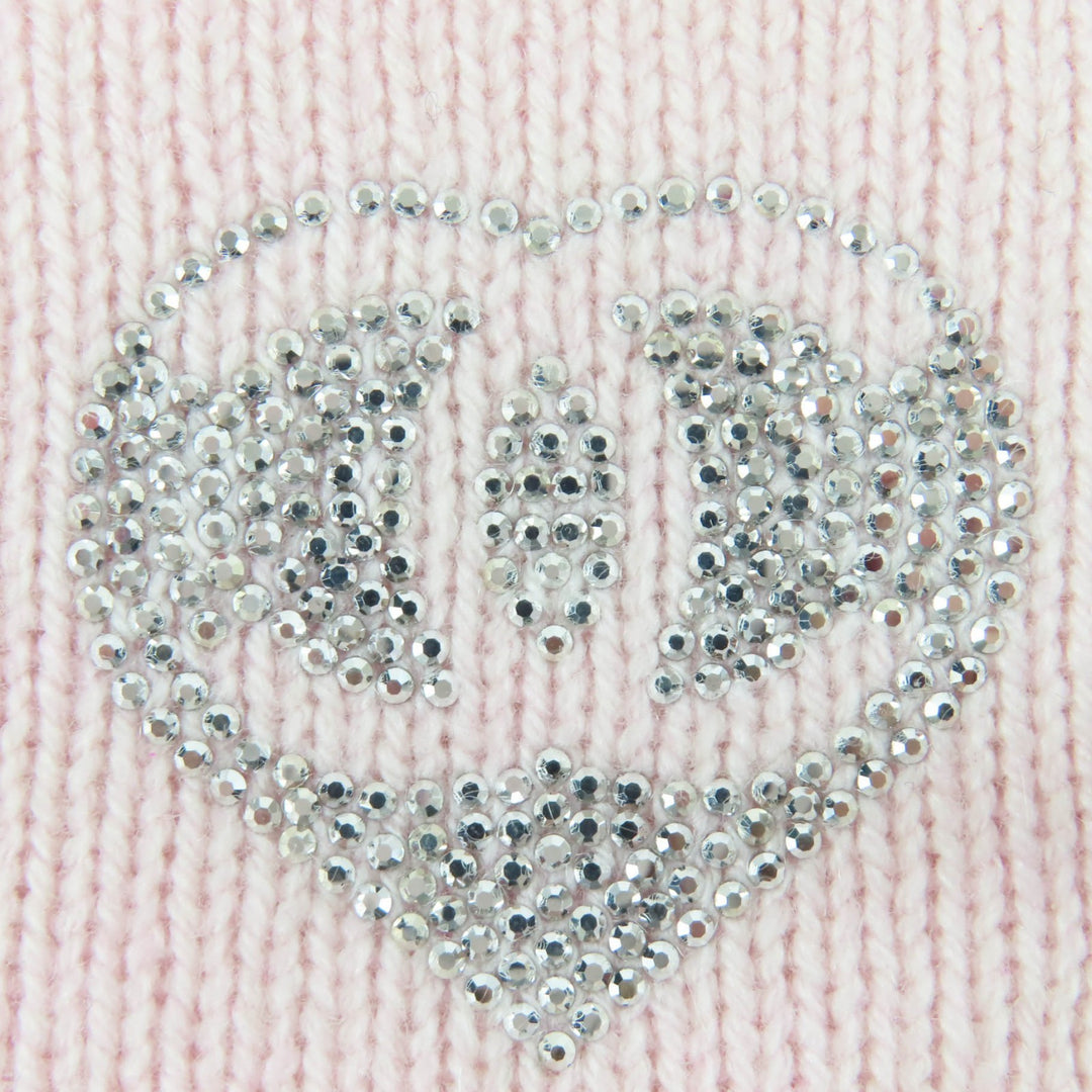Pristine CHANEL Knit cap COCO Mark Heart Rhinestone pink cashmere Women