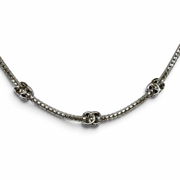 Excellent CHANEL Necklace COCO Mark Silver Women A25V