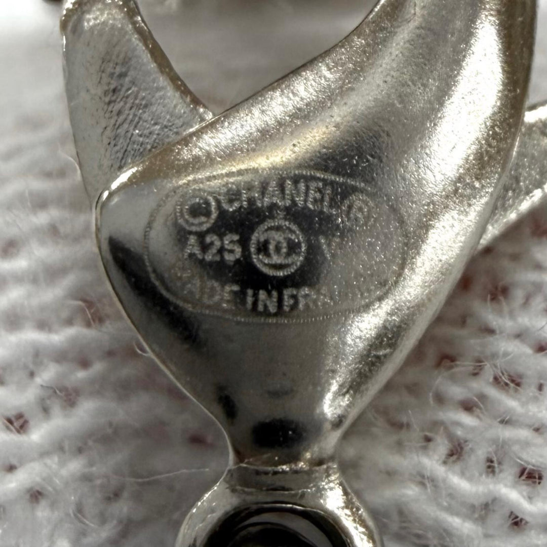 Excellent CHANEL Necklace COCO Mark Silver Women A25V