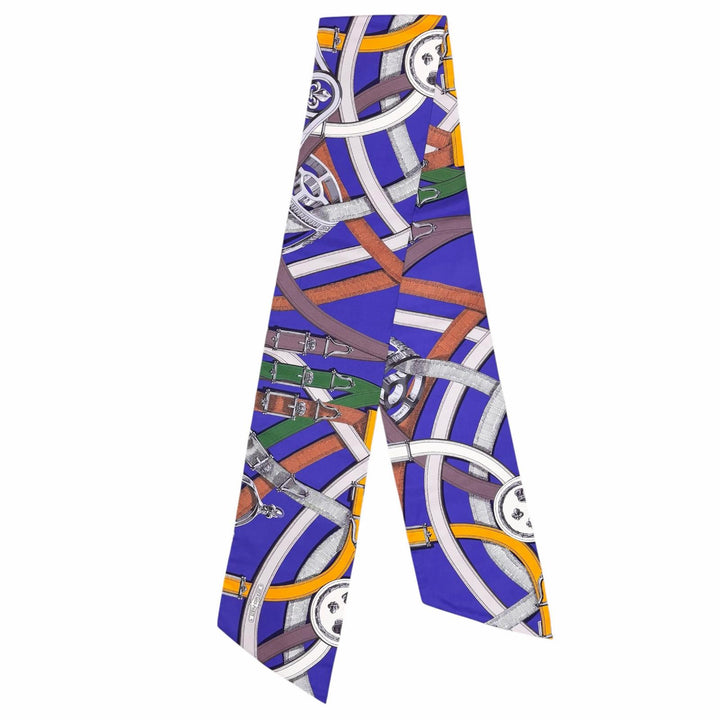 Excellent HERMES scarf CAVALCADOUR purple silk Women