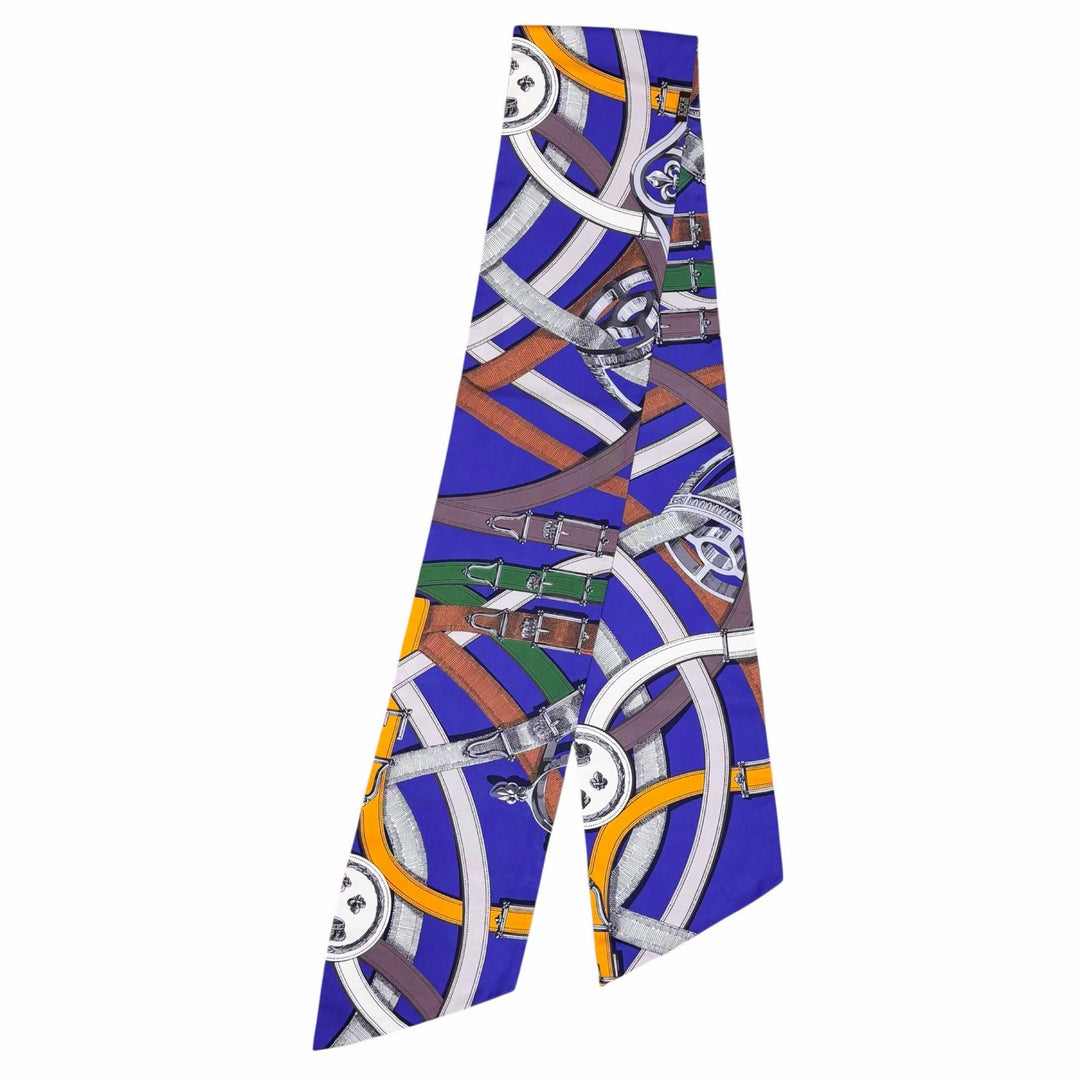 Excellent HERMES scarf CAVALCADOUR purple silk Women