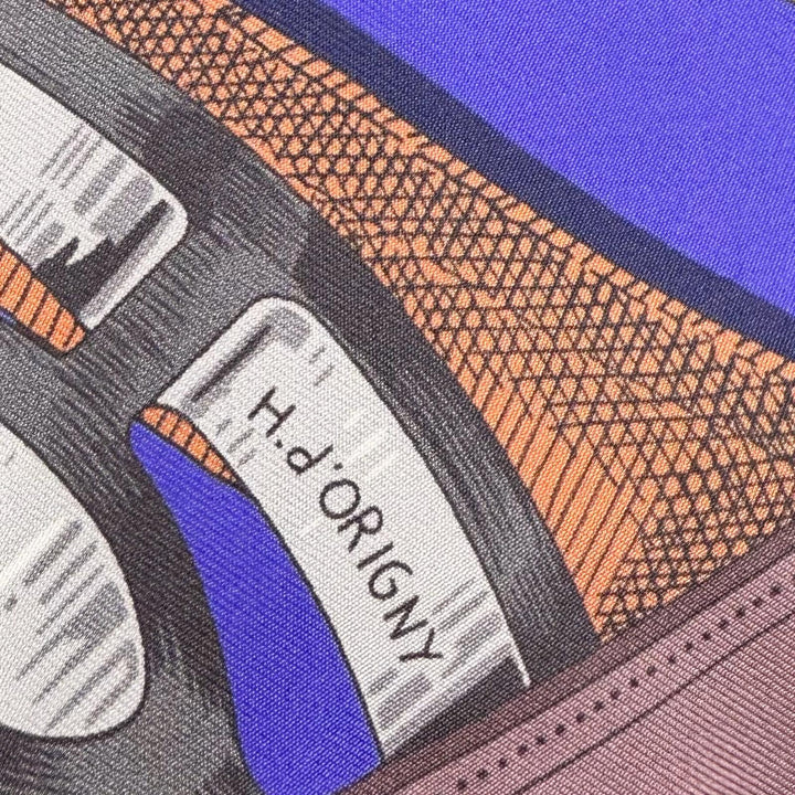 Excellent HERMES scarf CAVALCADOUR purple silk Women
