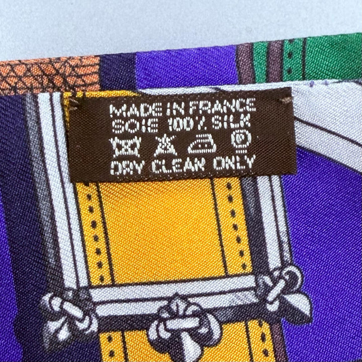 Excellent HERMES scarf CAVALCADOUR purple silk Women