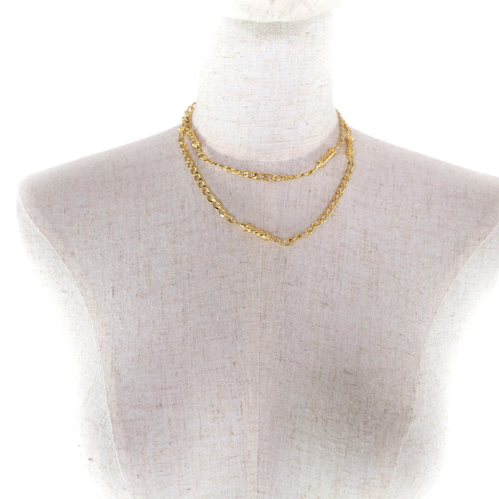 Excellent CELINE Necklace Triomphe 2-way gold-colored twist motif gold Women