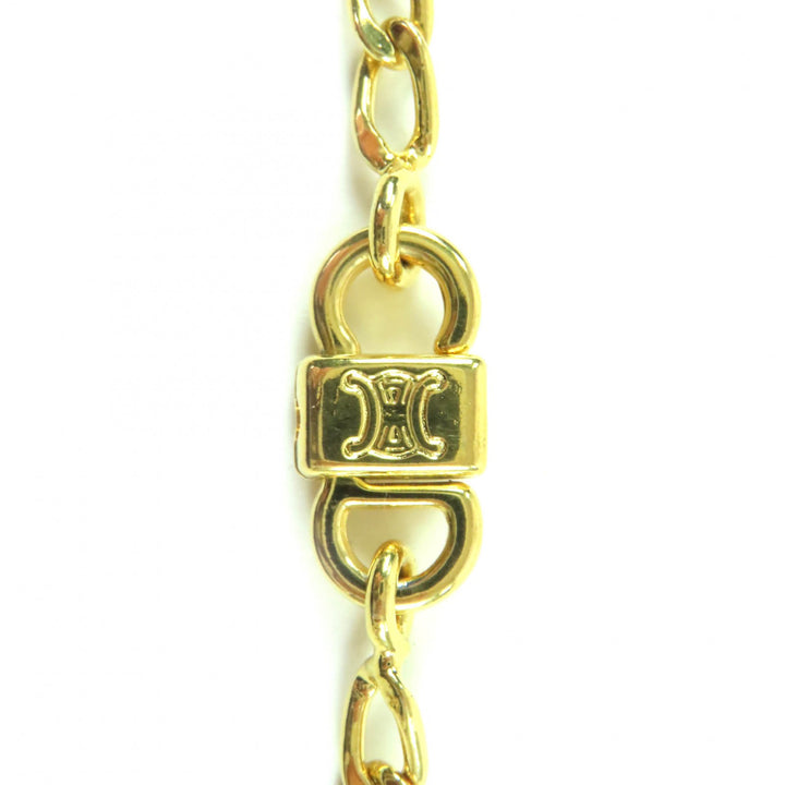 Excellent CELINE Necklace Triomphe 2-way gold-colored twist motif gold Women