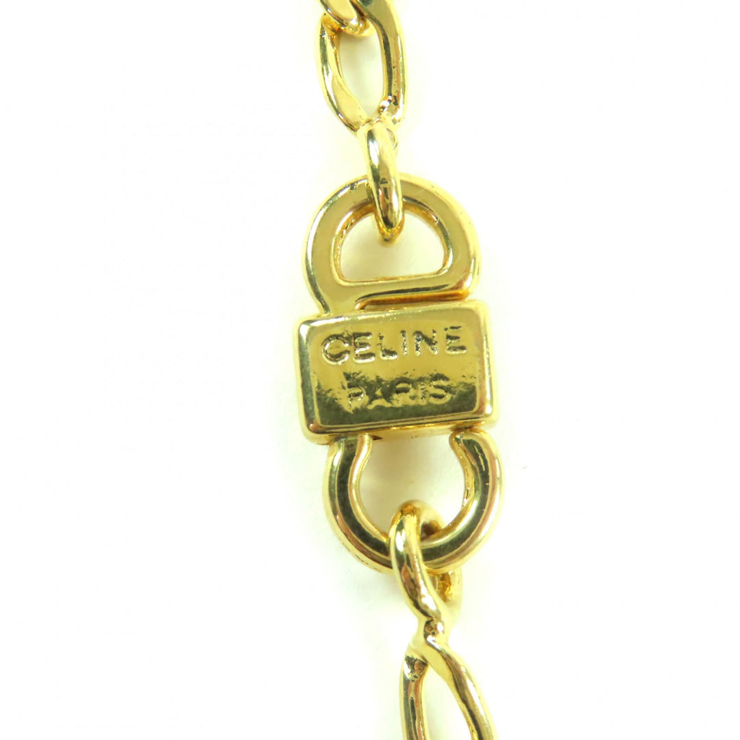 Excellent CELINE Necklace Triomphe 2-way gold-colored twist motif gold Women