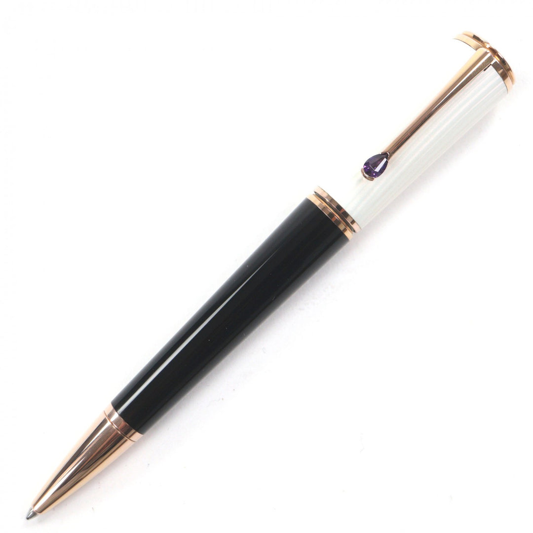 Excellent MONTBLANC Ballpoint pen Ingrid Bergman La Donna black amethyst mens