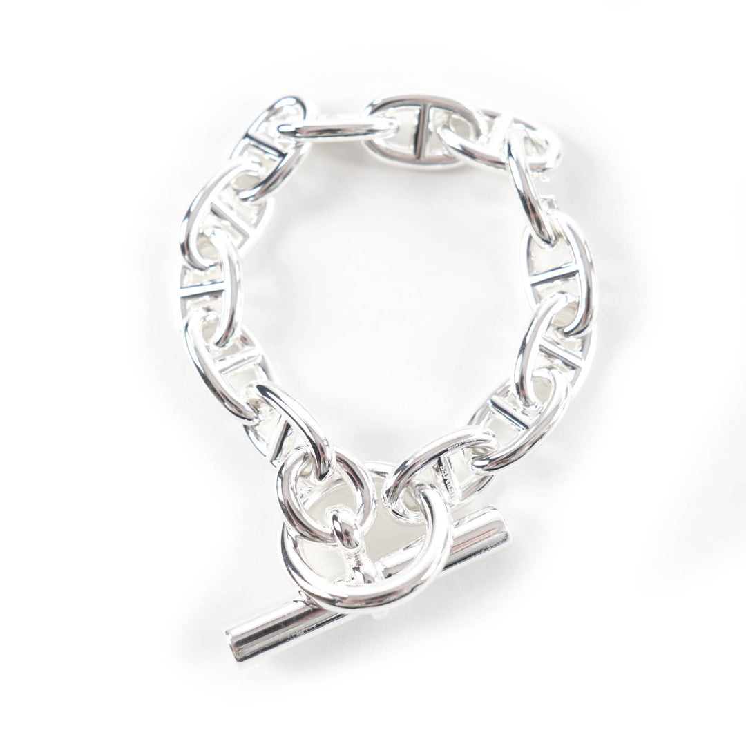 Excellent HERMES bracelet Chene Dunkle MM 13 frames Silver AG925 Women