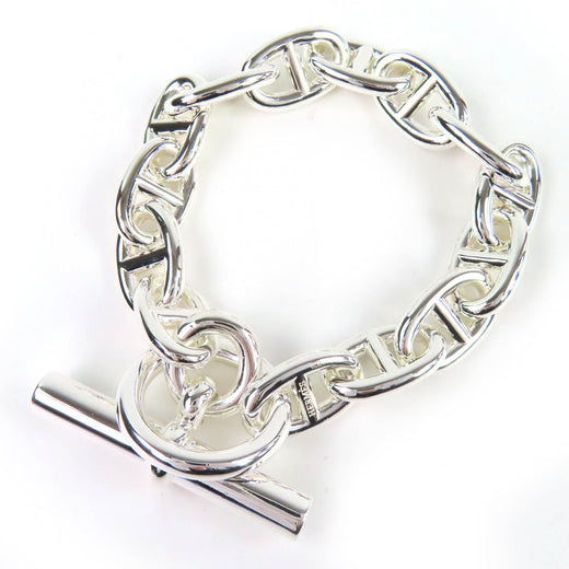 Excellent HERMES Chene Dunkle MM 14-link Chain Bracelet Silver 925 Women