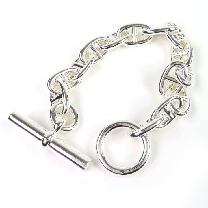 Excellent HERMES Chene Dunkle MM 14-link Chain Bracelet Silver 925 Women