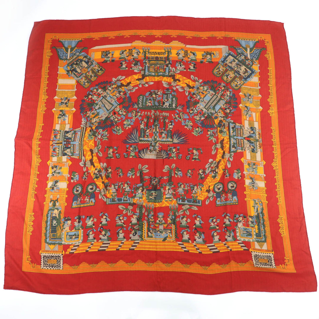Great HERMES scarf ASTRES et SOLEILS Large shawl Red series cashmere Women