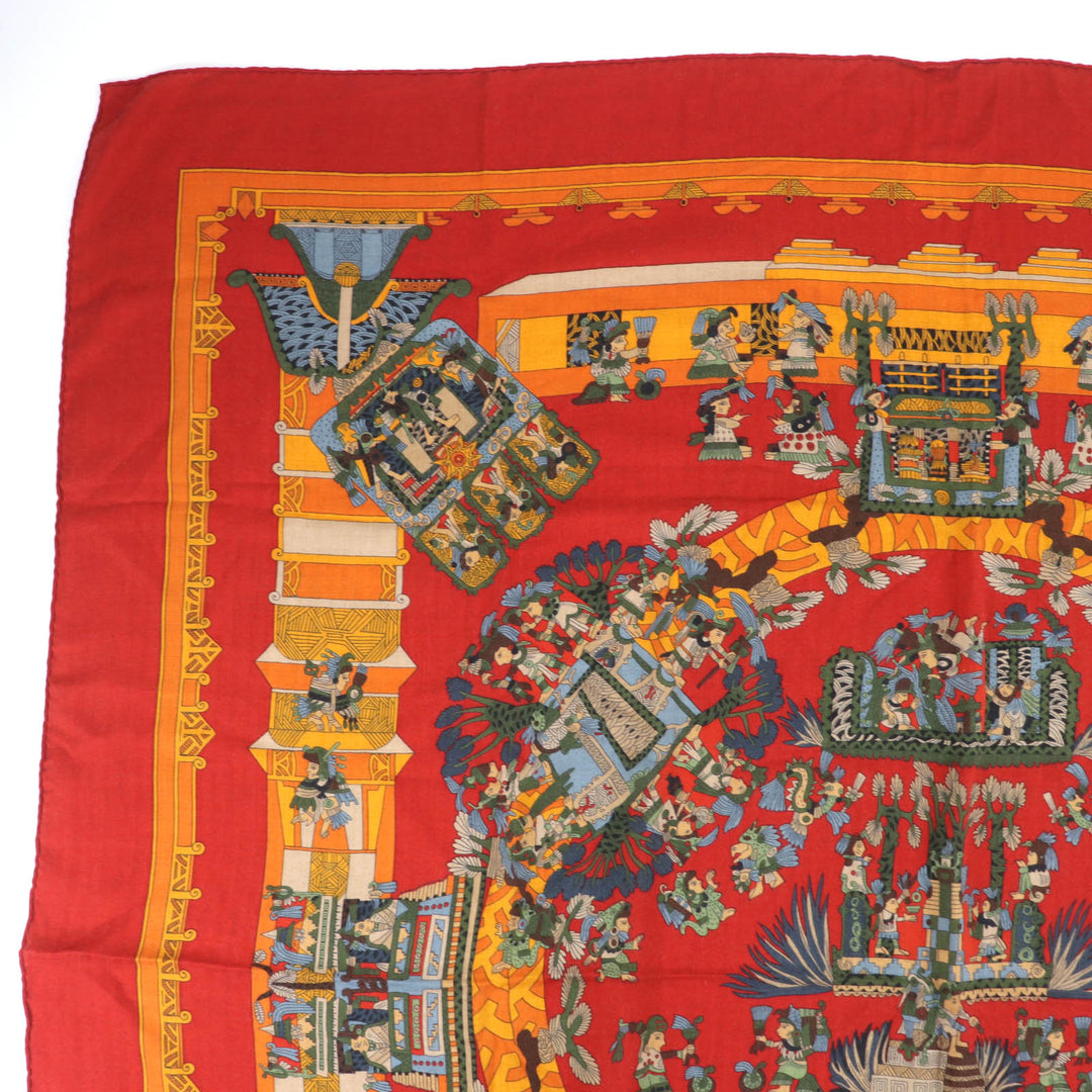 Great HERMES scarf ASTRES et SOLEILS Large shawl Red series cashmere Women