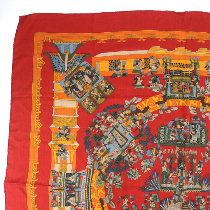 Great HERMES scarf ASTRES et SOLEILS Large shawl Red series cashmere Women
