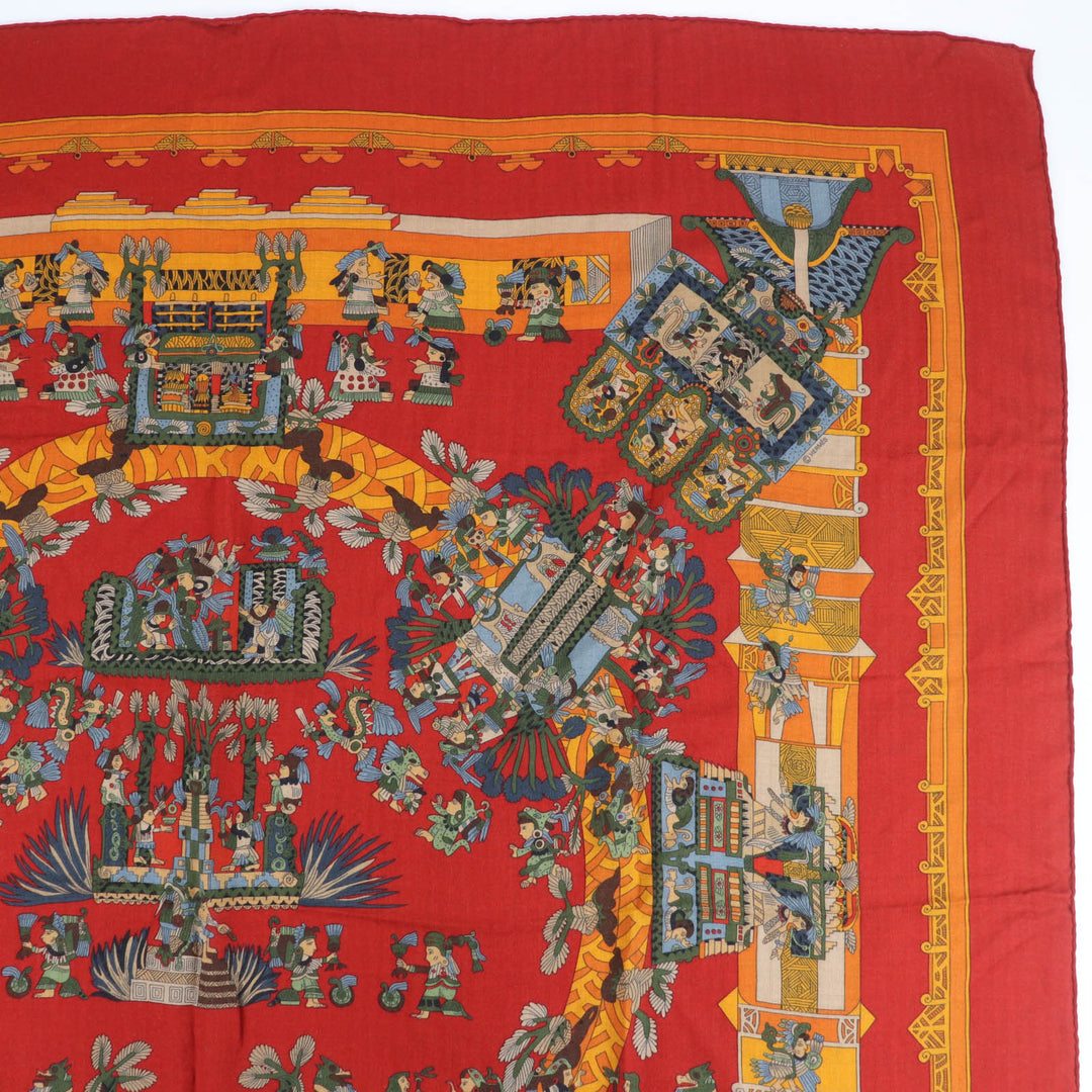 Great HERMES scarf ASTRES et SOLEILS Large shawl Red series cashmere Women